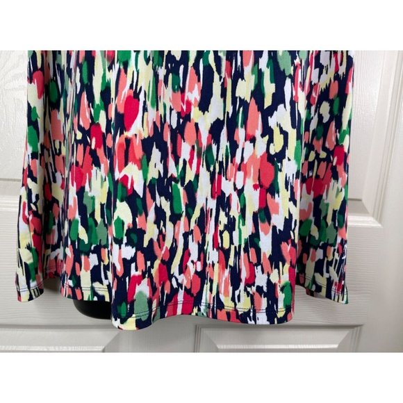 Jones Studio Blouse Womens Plus Size 1X Sleeveless Pink Green Yellow Stretch Top - Picture 4 of 8